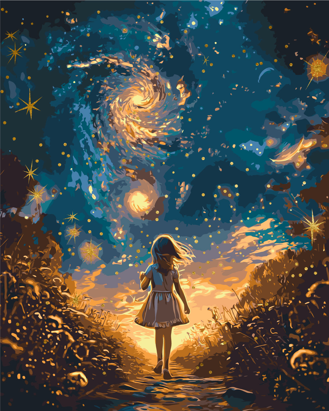 Malen nach Zahlen auf Keilrahmen 40×50 cm – Mondlicht. Weltraum LW 3299