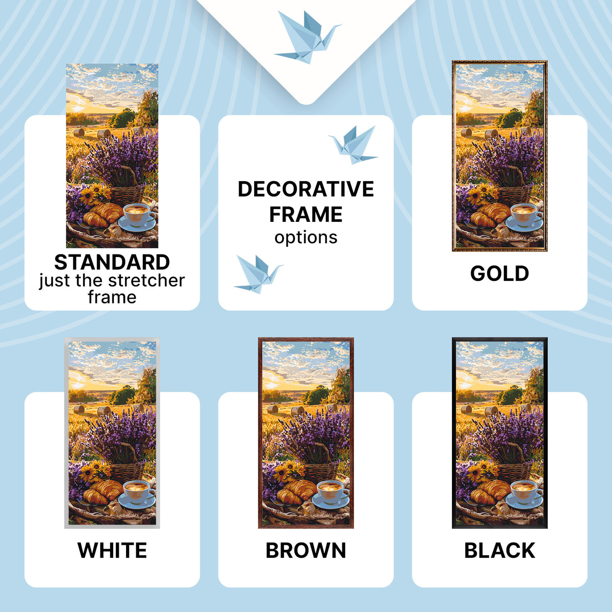 Malen nach Zahlen auf Keilrahmen 40×80 cm – Lavendelmorgen – Landschaft/Blumen/Stillleben – LW 5190