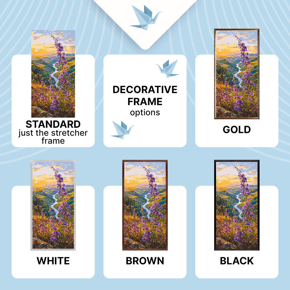 Malen nach Zahlen auf Keilrahmen 40×80 cm – Lavendelweg – Landschaft/Blumen – LW 5214