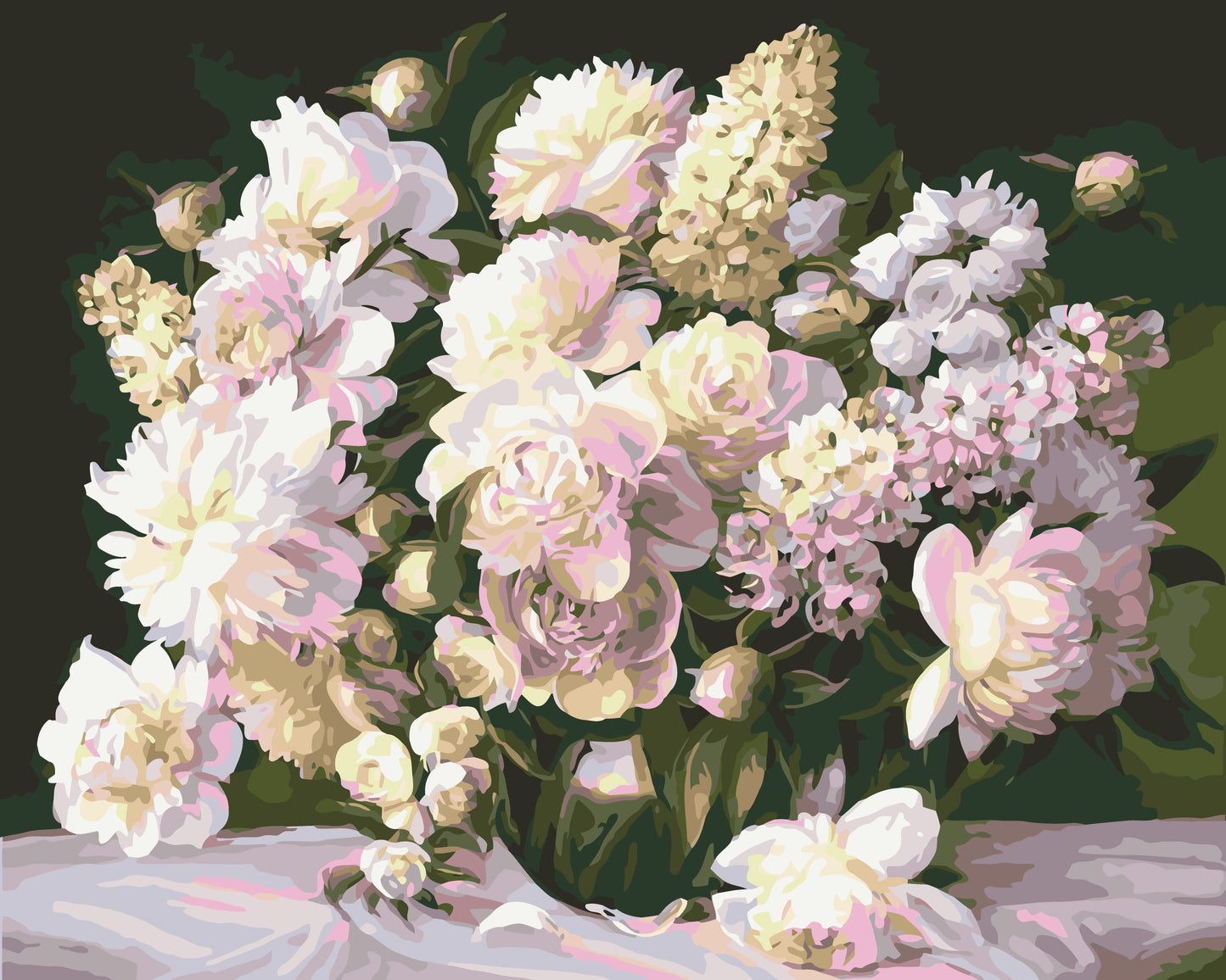 Malen nach Zahlen auf Keilrahmen 40×50 cm – Blumen - Zarter Blumenstrauß LW 1073
