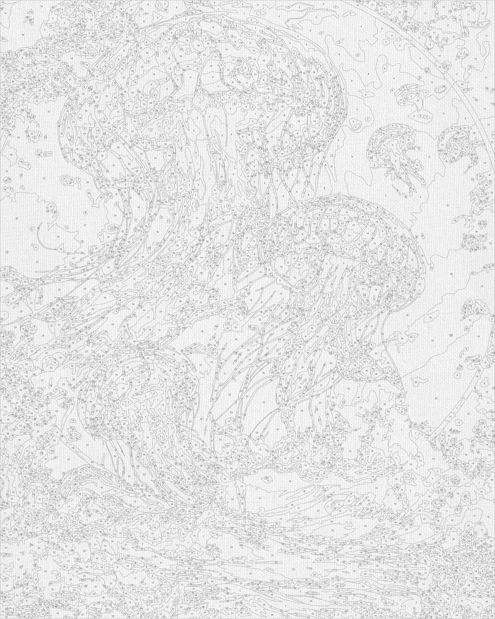 Malen nach Zahlen auf Keilrahmen 40×50 cm – Quallen mit Metallicfarben LW 2173-01
