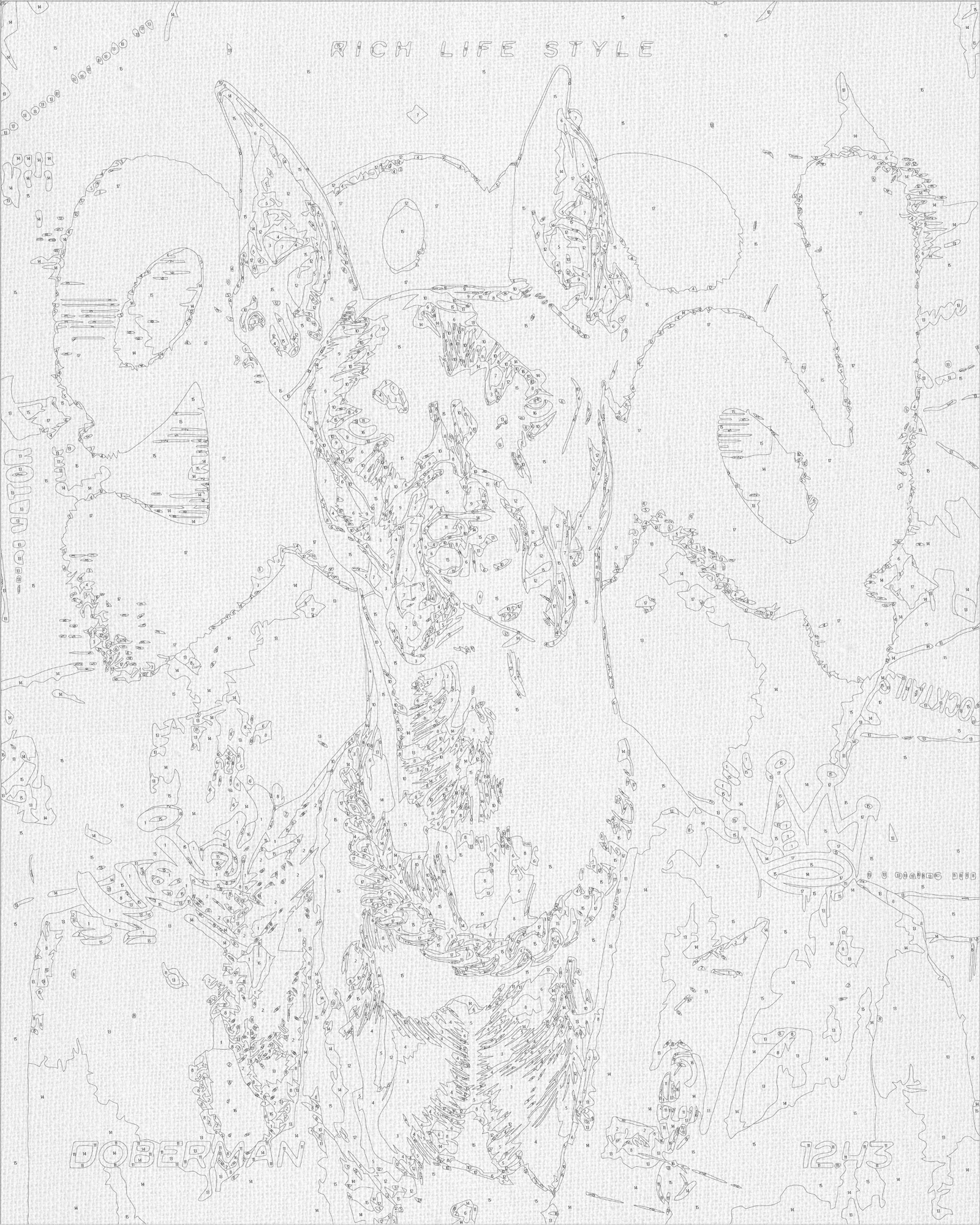 Maľovanie podľa čísel na ráme 40*50 cm - Doberman so zlatou reťazou s metalickými farbami - Zvieratá - LW 30460