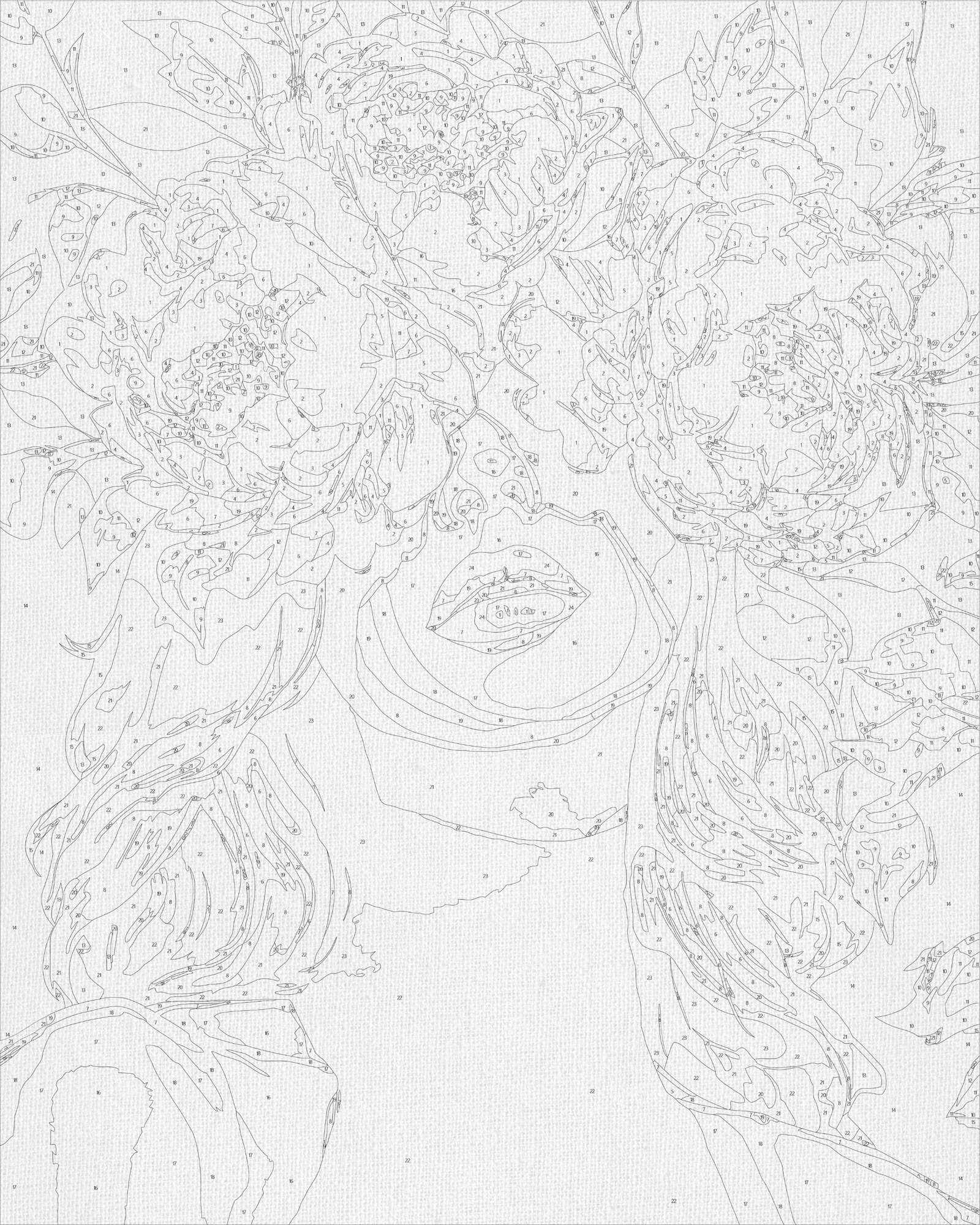 Malen nach Zahlen auf Keilrahmen 40×50 cm – Mädchen in zarten Pfingstrosen – Menschen/Blumen – LW 30521