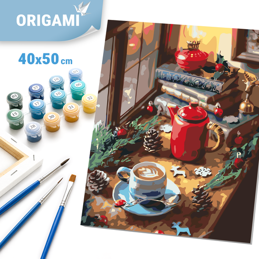 Malen nach Zahlen auf Keilrahmen 40×50 cm – Weihnachten – Weihnachtliches Stillleben LW 3097