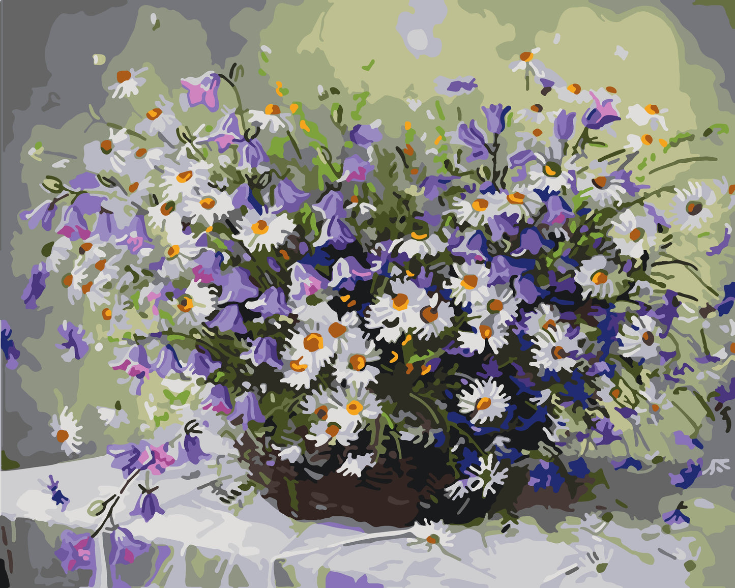 Malen nach Zahlen auf Keilrahmen 40×50 cm – Blumen. Margeritenstrauß LW 31500