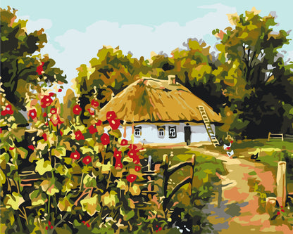 Maľovanie podľa čísel na ráme 40*50 cm - Ukrajinská chalupa - Krajinka - LW 3162