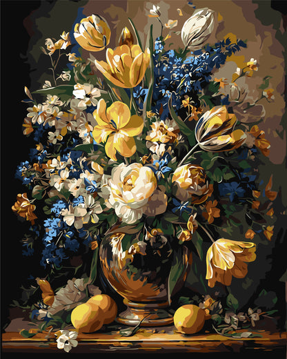 Malen nach Zahlen auf Keilrahmen 40×50 cm – Blumen - Üppiger Blumenstrauß in der Vase LW 3174-01