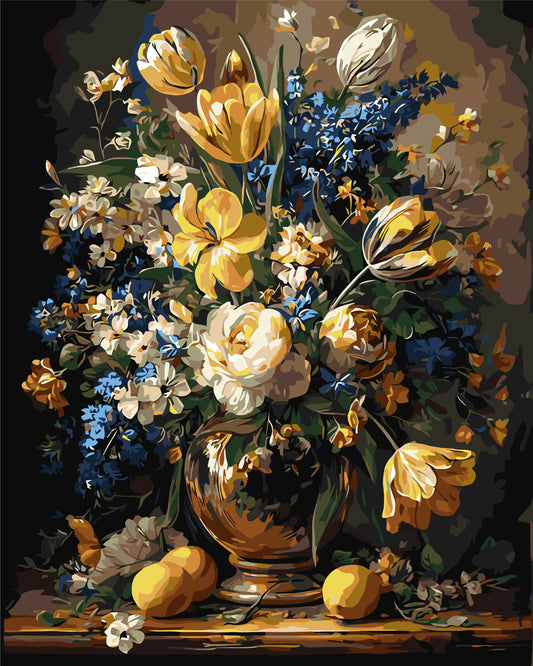 Malen nach Zahlen auf Keilrahmen 40×50 cm – Blumen - Üppiger Blumenstrauß in der Vase LW 3174-01