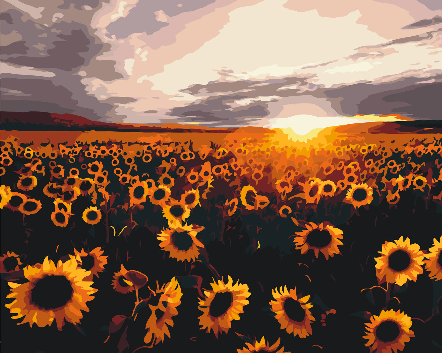 Malen nach Zahlen auf Keilrahmen 40×50 cm – Landschaft/Blumen. Sonnenblumenfeld LW 3175