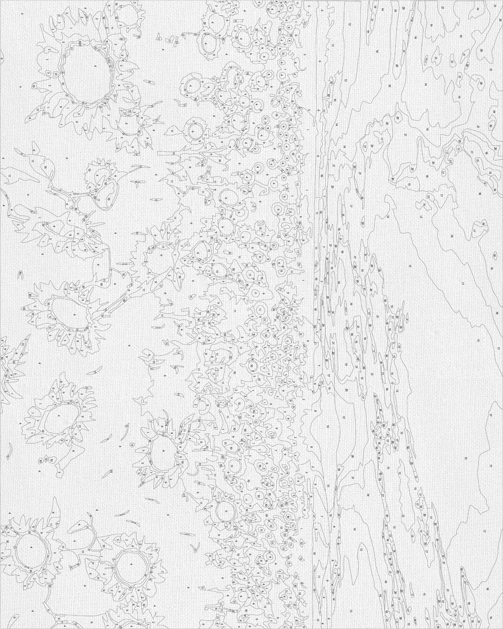 Malen nach Zahlen auf Keilrahmen 40×50 cm – Landschaft/Blumen. Sonnenblumenfeld LW 3175