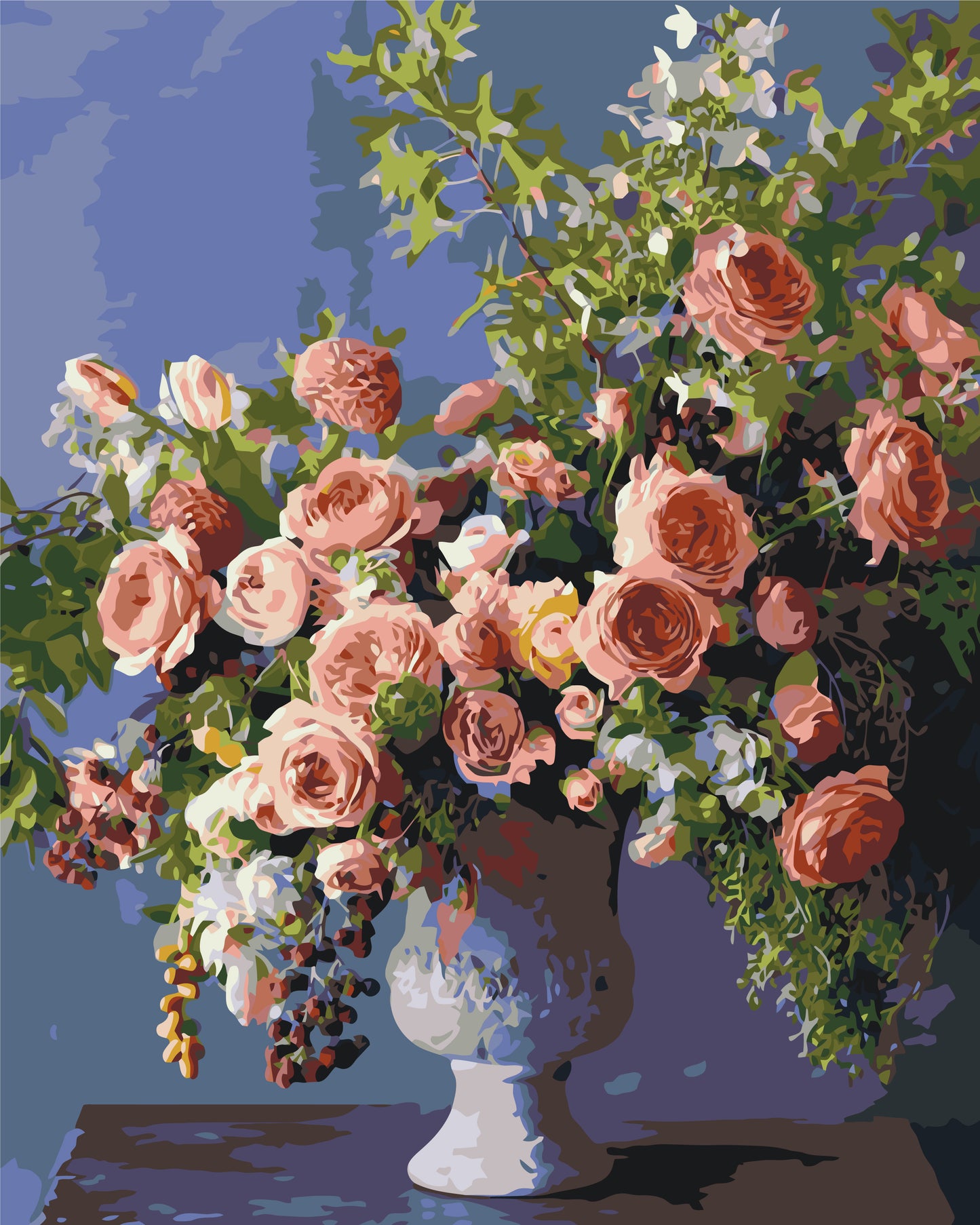 Malen nach Zahlen auf Keilrahmen 40×50 cm – Pfingstrosenstrauß in der Vase LW 3239