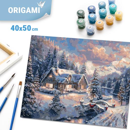 Malen nach Zahlen auf Keilrahmen 40×50 cm – Winter. Neujahrsmotiv LW 3253