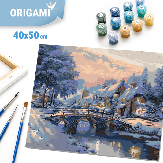 Malen nach Zahlen auf Keilrahmen 40×50 cm – Weihnachtliche Winterlandschaft LW 3254
