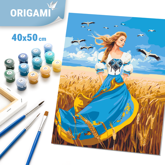 Paint by Numbers on a 40x50 cm frame - Girl in a Blue and Yellow Dress - People - LW 32580