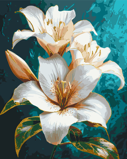 Malen nach Zahlen auf Keilrahmen 40×50 cm – Seerose – Blumen mit Metallicfarben – LW 3294