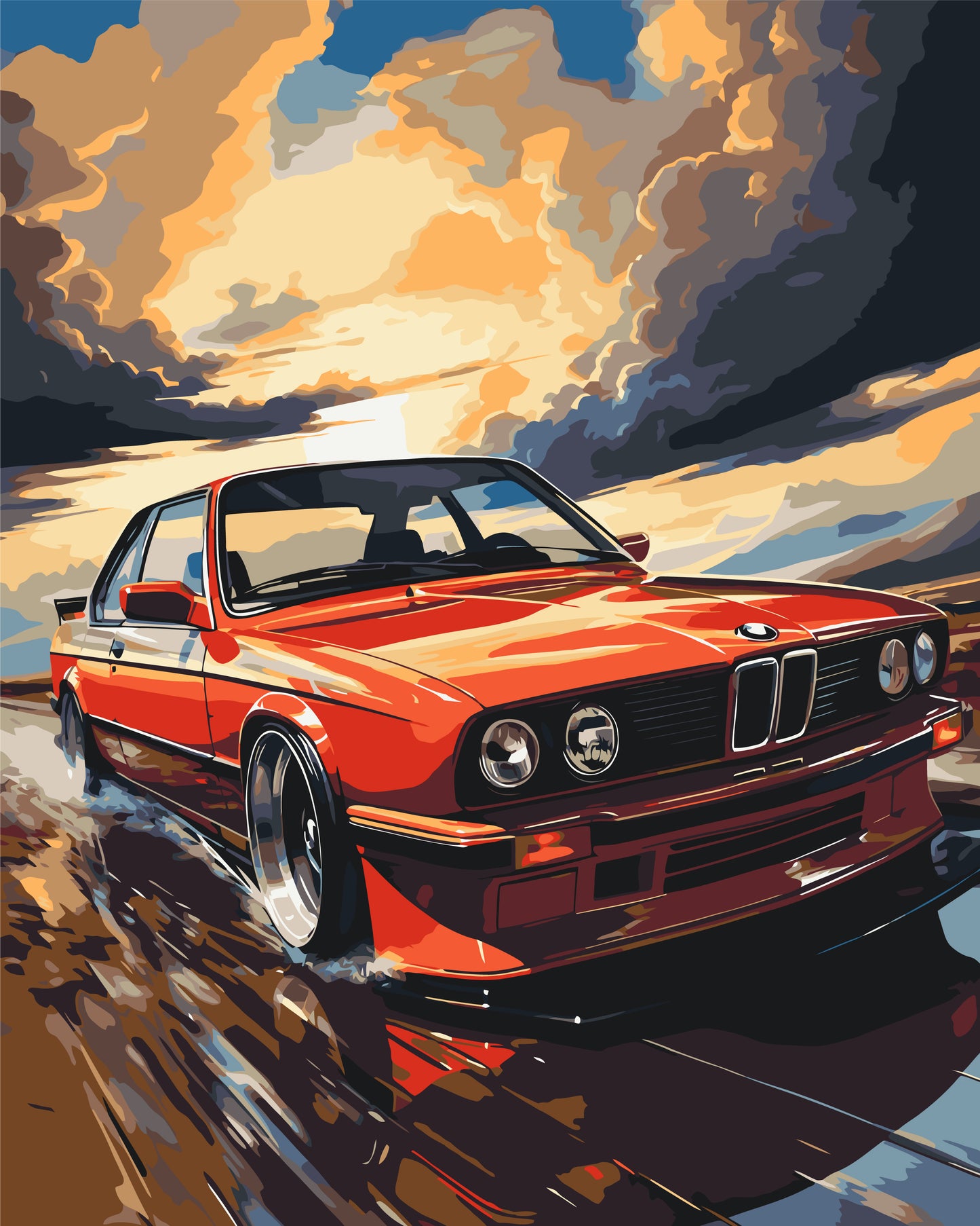 Malowanie po numerach 40x50 technika – BMW E34 LW 3324