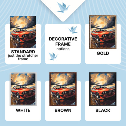 Malen nach Zahlen auf Keilrahmen 40×50 cm – BMW E34 – Autos/Landschaft – LW 3324