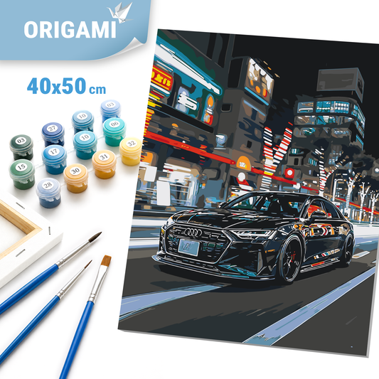 Malen nach Zahlen auf Keilrahmen 40×50 cm – Autos. Schwarzer Audi LW 3402