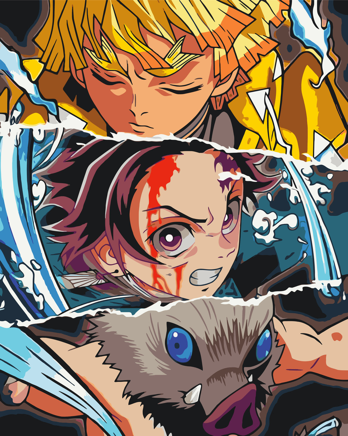 Maľovanie podľa čísel na ráme 40*50 cm - Demon Slayer, koláž - Anime - LW 3409