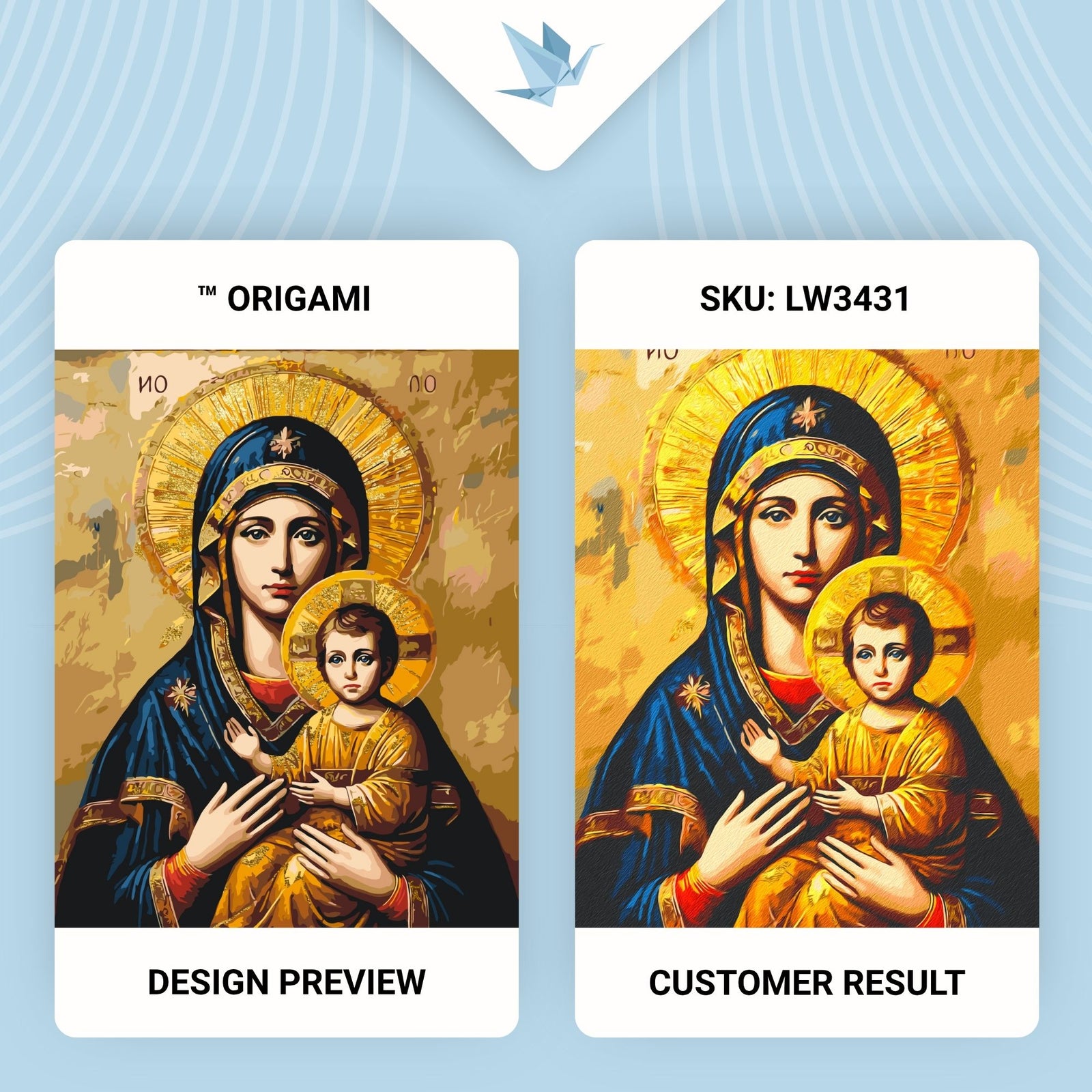 Malen nach Zahlen auf Keilrahmen 40×50 cm – Religion. Ikone der Gottesmutter mit Metallicfarben LW 3431
