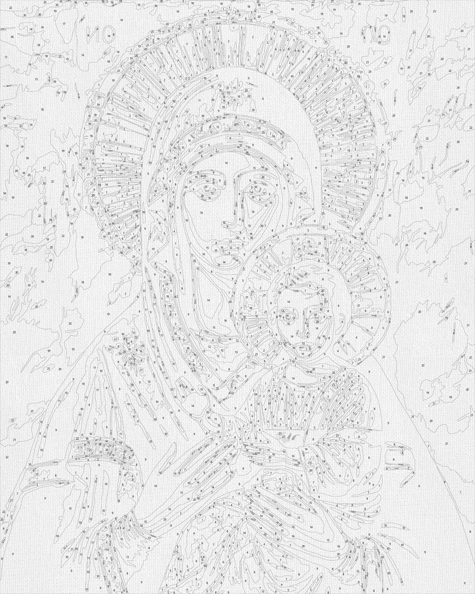 Malen nach Zahlen auf Keilrahmen 40×50 cm – Religion. Ikone der Gottesmutter mit Metallicfarben LW 3431