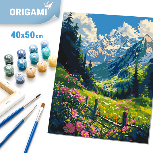 Malen nach Zahlen auf Keilrahmen 40×50 cm – Landschaft – Bergwiese LW 3435