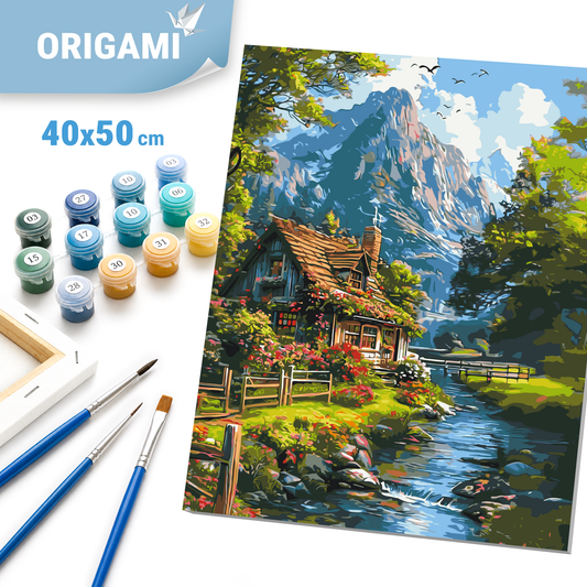 Malen nach Zahlen auf Keilrahmen 40×50 cm – Landschaft – Ruhiges Bergleben LW 3438
