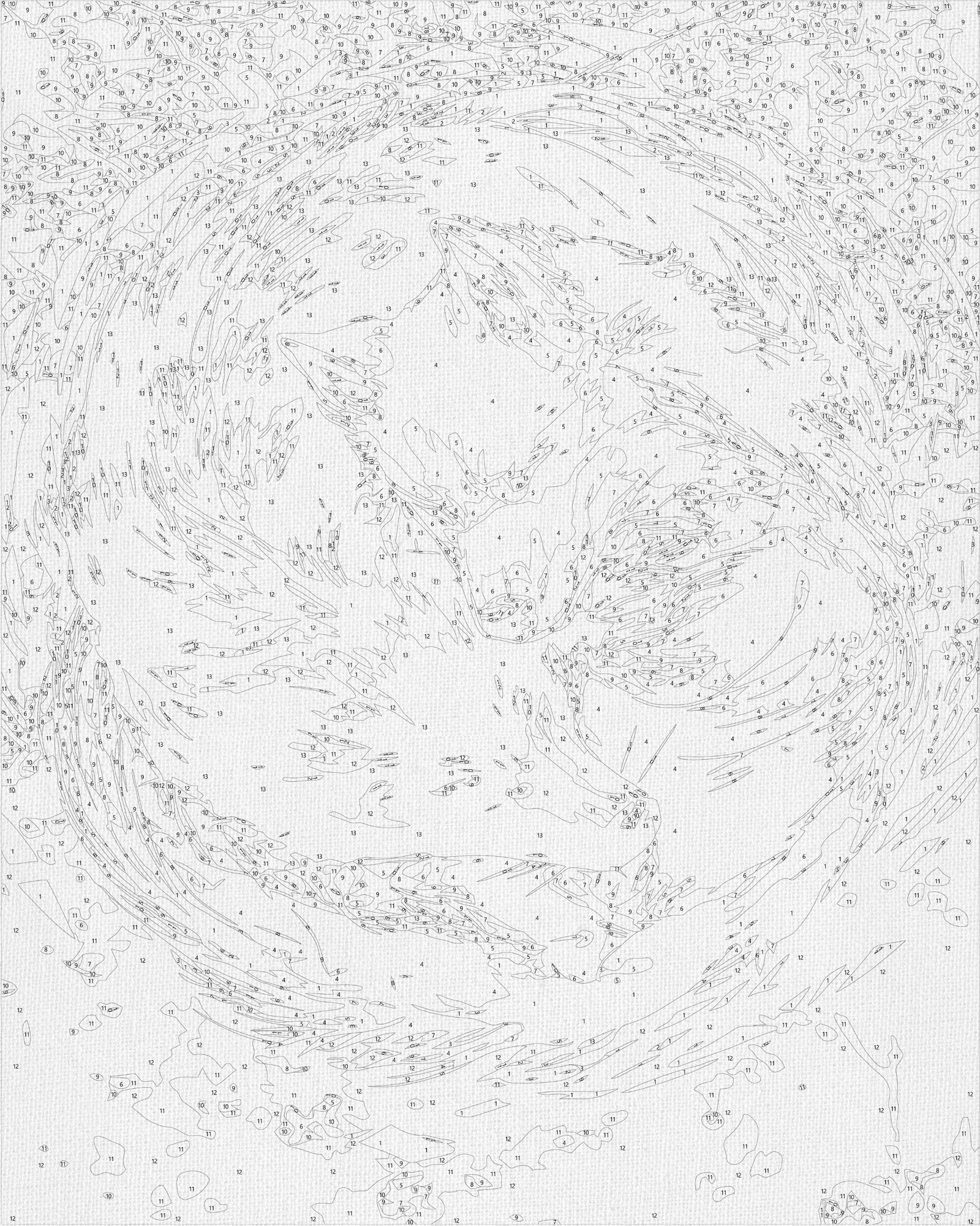 Malen nach Zahlen auf Keilrahmen 40×50 cm – Tiere. Wolfspaar (Yin-Yang) mit Metallicfarben LW 3458
