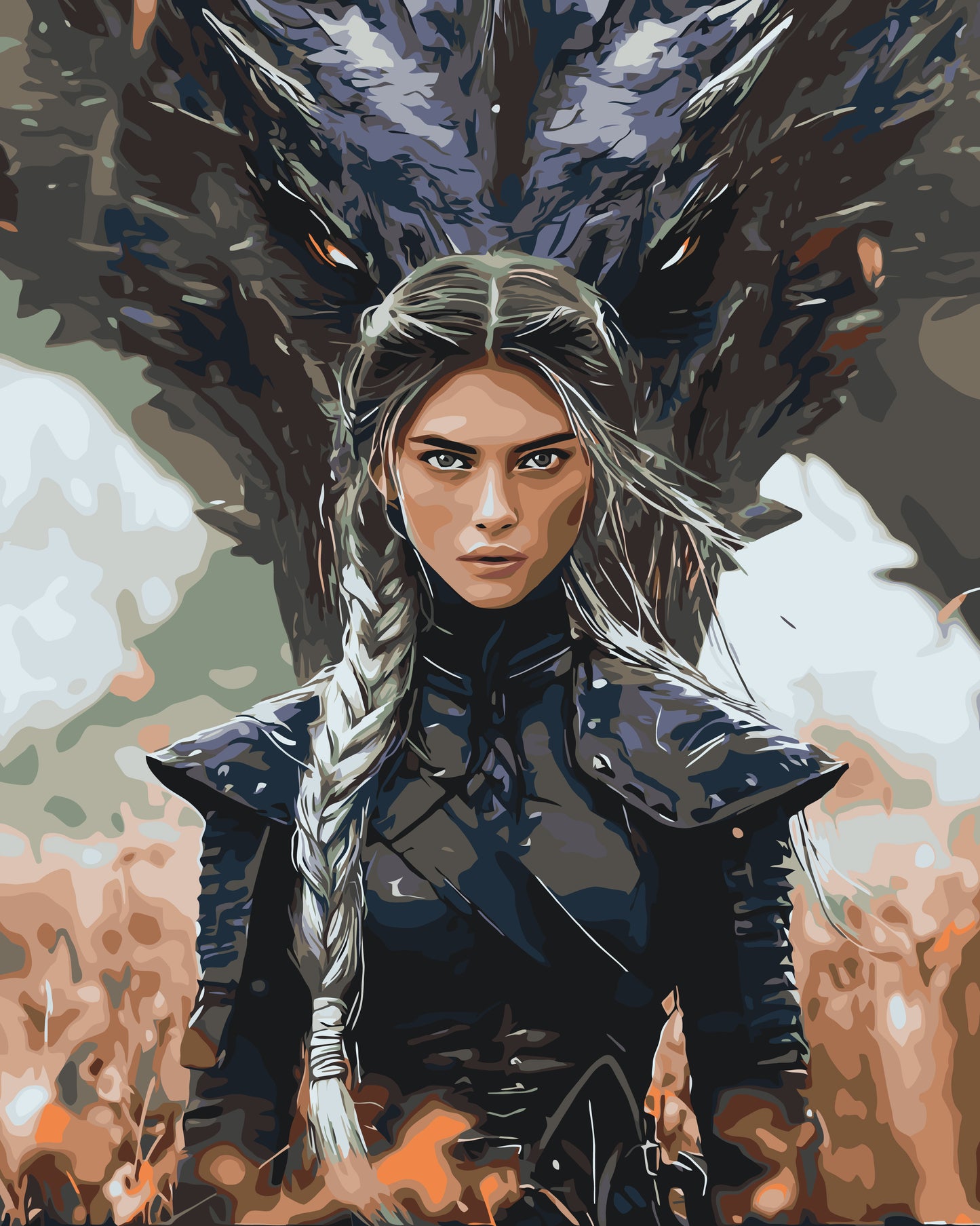 Maľovanie podľa čísel na ráme 40*50 cm - Štvrté krídlo. Violet Sorrengail - Fantasy - LW 3485