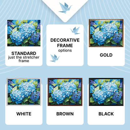 Malen nach Zahlen auf Keilrahmen 40×50 cm – Blaue Hortensie – Blumen – LW 3489