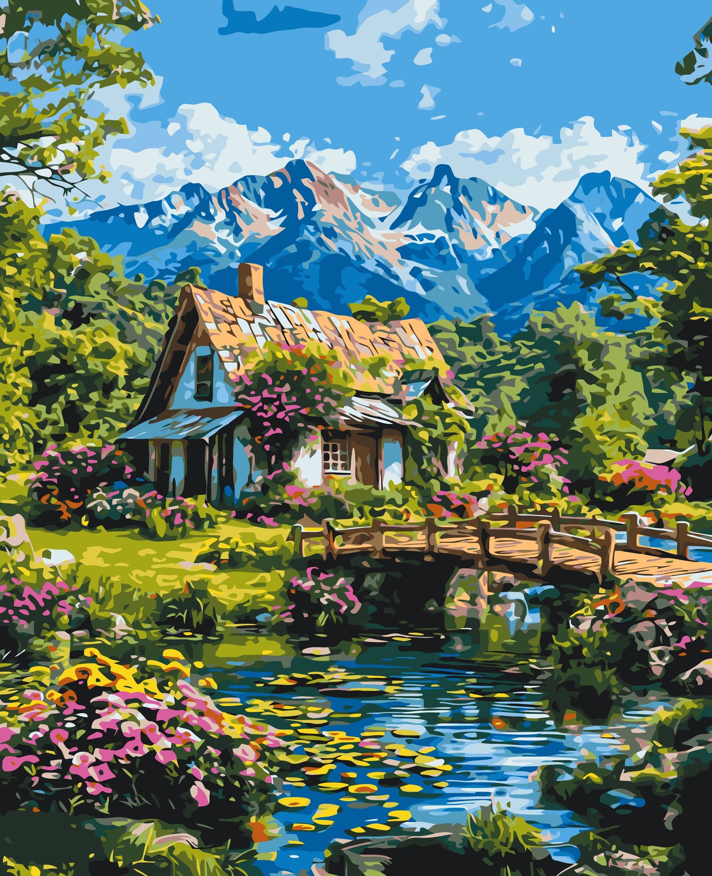 Malowanie po numerach 40x50 pejzaż – Alpejska harmonia LW 3492