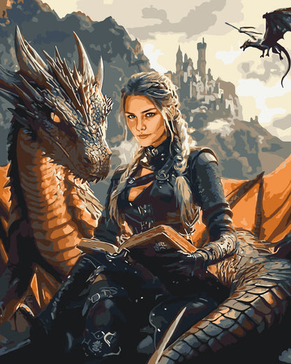 Maľovanie podľa čísel na ráme 40*50 cm - Štvrté krídlo. Vyvolená drakom - Fantasy - LW 3522