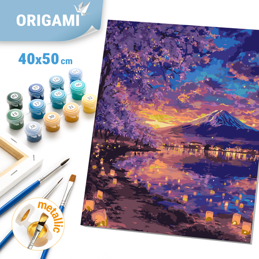 Malen nach Zahlen auf Keilrahmen 40×50 cm – Landschaft mit Metallicfarben LW 3555