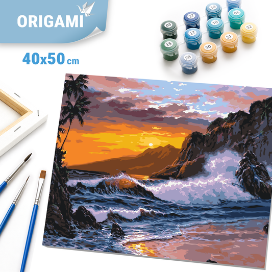 Malen nach Zahlen auf Keilrahmen 40×50 cm – Landschaft – Meer bei Sonnenuntergang LW 365