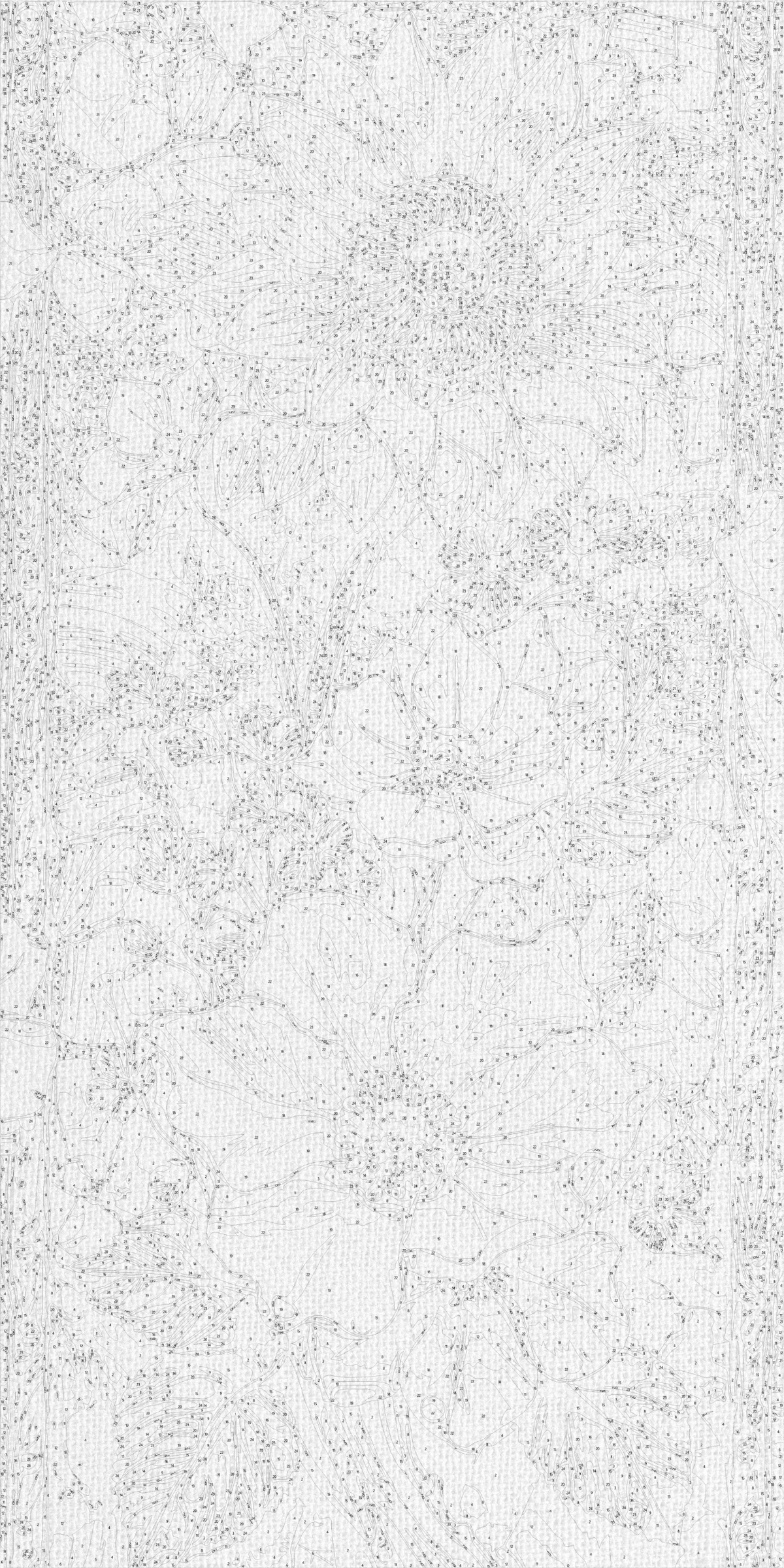 Malen nach Zahlen auf Keilrahmen 40×80 cm – Zarte Blumen mit Metallicfarben – Blumen – LW 5101