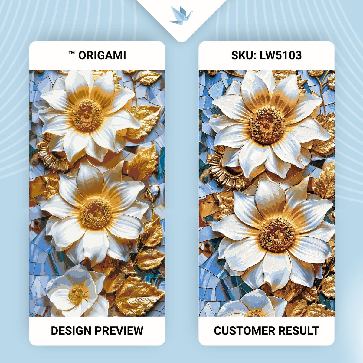 Malen nach Zahlen auf Keilrahmen 40×80 cm – Edle Blumen mit Metallicfarben – Blumen – LW 5103
