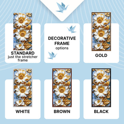 Malen nach Zahlen auf Keilrahmen 40×80 cm – Edle Blumen mit Metallicfarben – Blumen – LW 5103