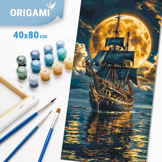 Malen nach Zahlen auf Keilrahmen 40×80 cm – Schiff auf dem Meer LW 5108