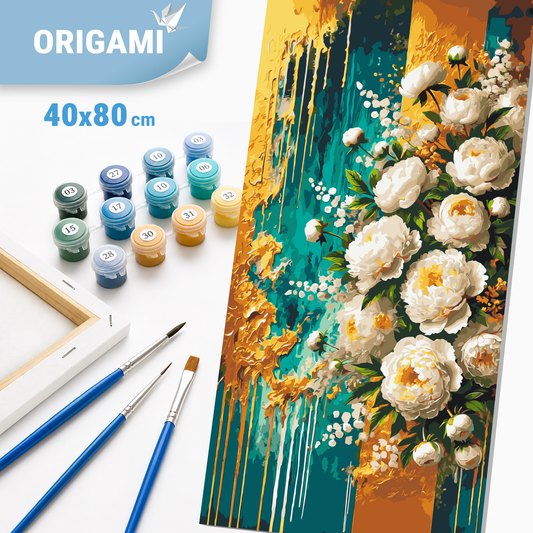 Paint by Numbers on a 40*80 cm frame Flowers. Golden Inspiration with Metallic Paints LW 5109