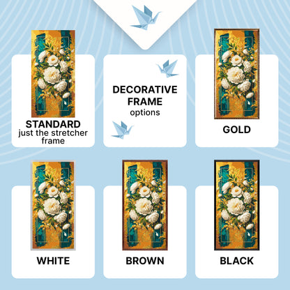 Malen nach Zahlen auf Keilrahmen 40×80 cm – Strahlende Blumen mit Metallicfarben – Blumen – LW 5110