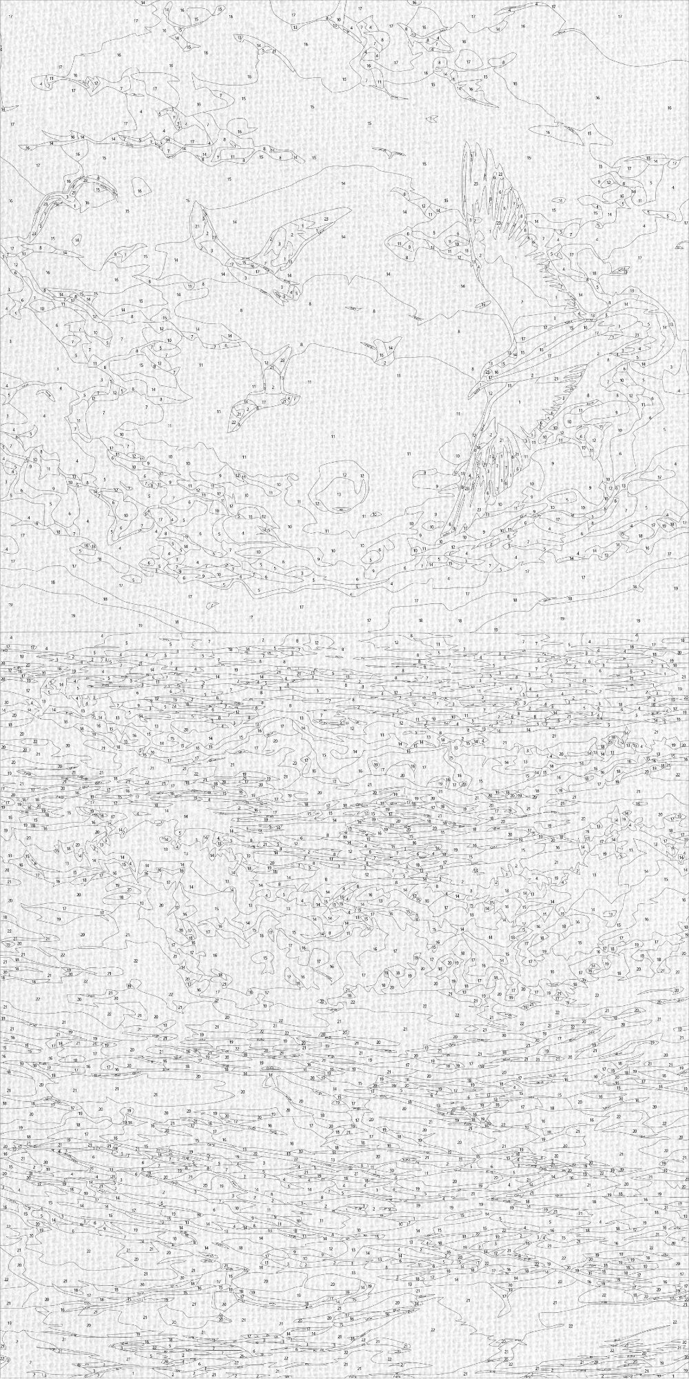 Malen nach Zahlen auf Keilrahmen 40×80 cm – Landschaft Möwen über den Morgenwellen LW 5125