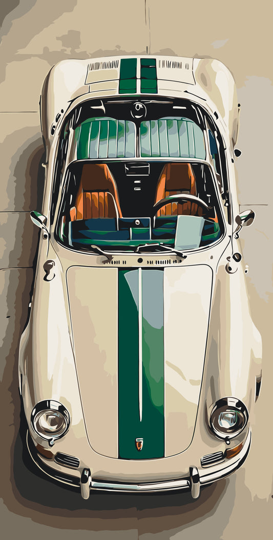 Malen nach Zahlen auf Keilrahmen 40×80 cm – Porsche – Landschaft – LW 5127