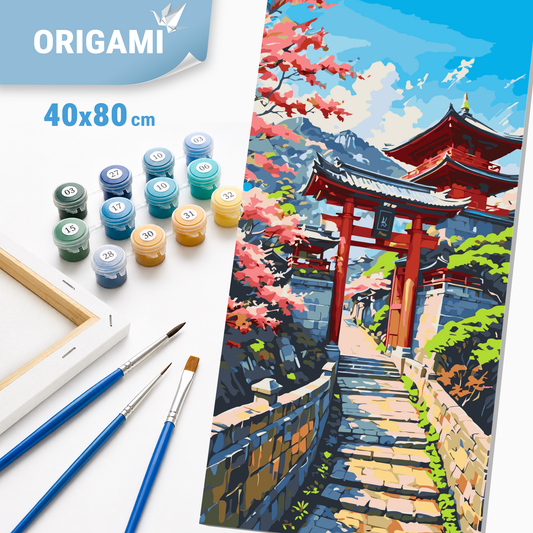 Malen nach Zahlen auf Keilrahmen 40×80 cm – Japanischer Frühling – Landschaft – LW 5148