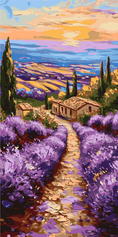 Malen nach Zahlen auf Keilrahmen 40×80 cm – Düfte der Provence – Landschaft – LW 5151