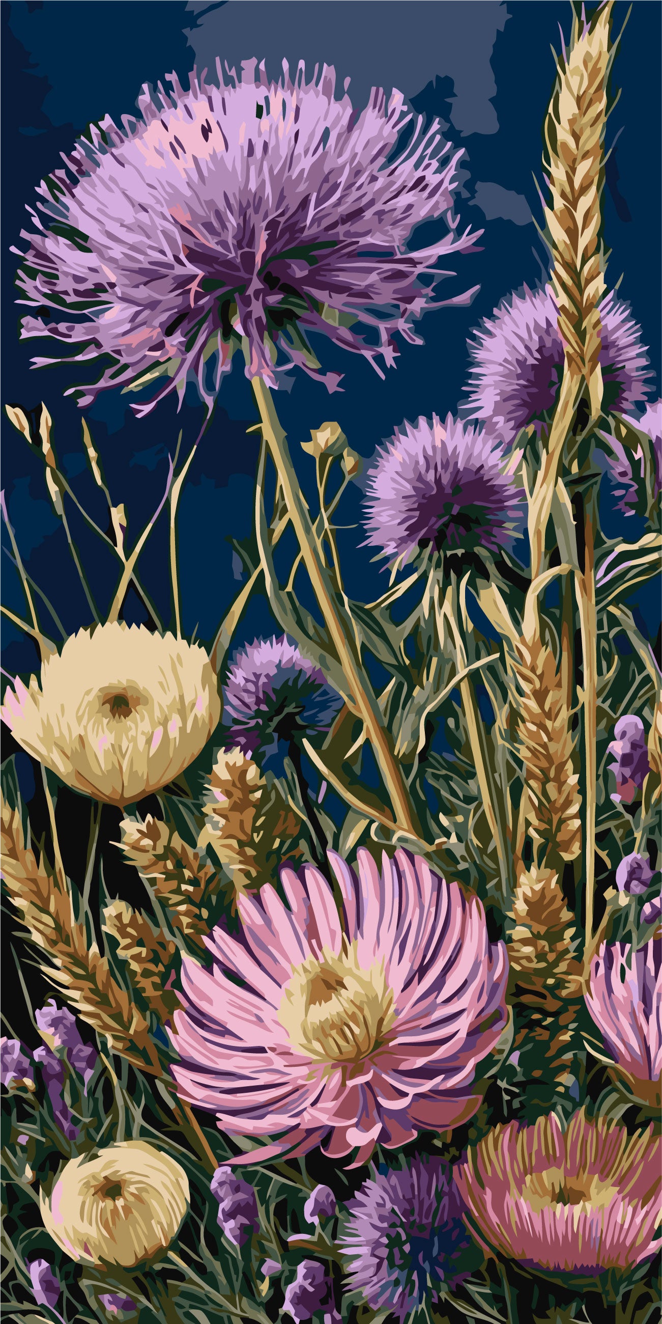Malen nach Zahlen auf Keilrahmen 40×80 cm – Blumen LW 5164