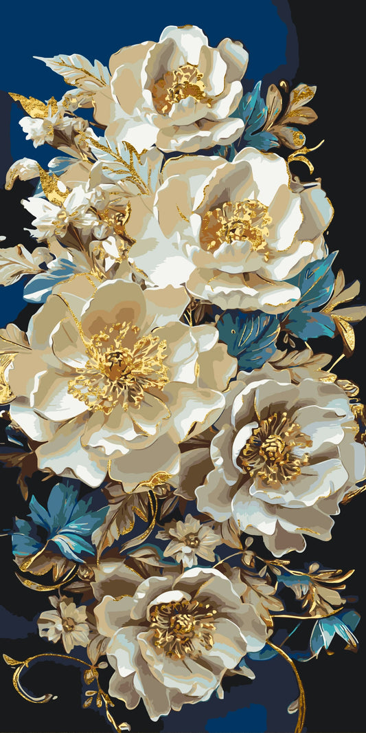 Malen nach Zahlen auf Keilrahmen 40×80 cm – Blumen. Pivónie mit Metallicfarben LW 5166