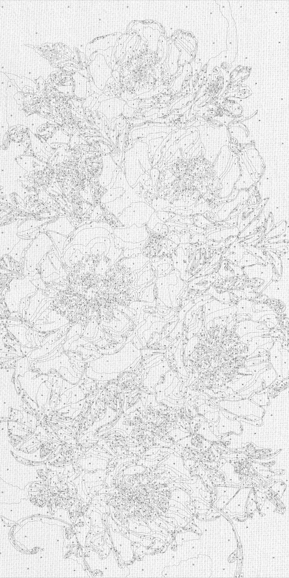 Malen nach Zahlen auf Keilrahmen 40×80 cm – Blumen. Pivónie mit Metallicfarben LW 5166