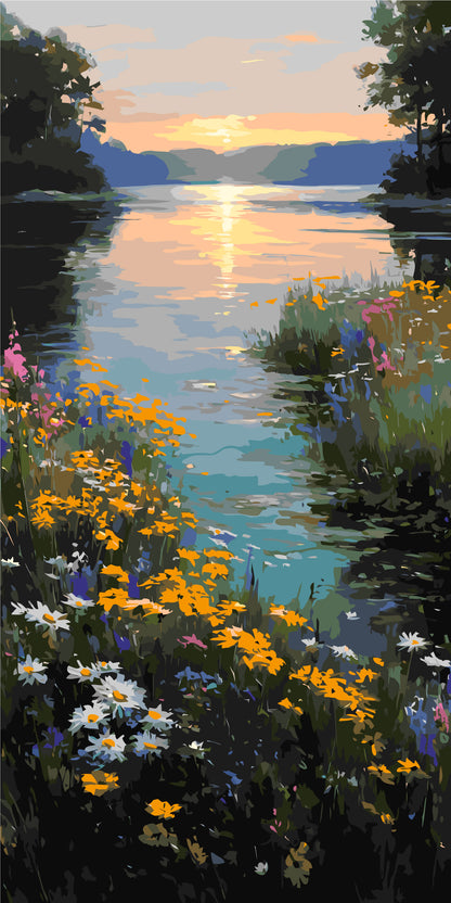 Malen nach Zahlen auf Keilrahmen 40×80 cm – Sommerfarben der Natur – Landschaft – LW 5171