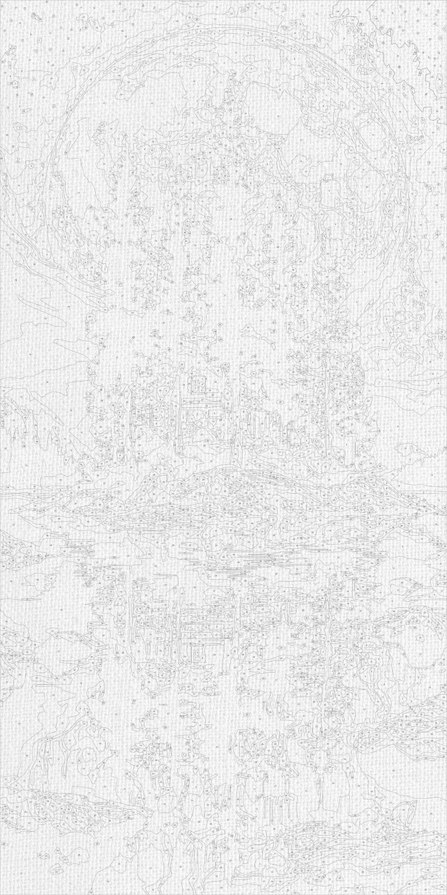 Malen nach Zahlen auf Keilrahmen 40×80 cm – Landschaft Insel unter dem Mond mit Metallicfarben LW 5184
