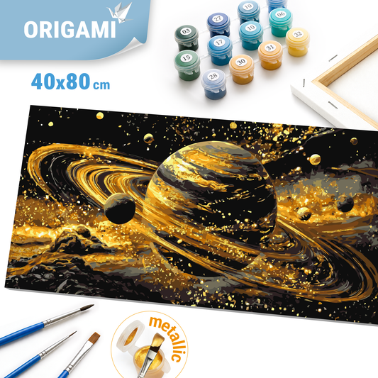 Paint by Numbers on a 40x80 cm frame - Glow of the Planets - Universe with Metallic Paints - LW 5188